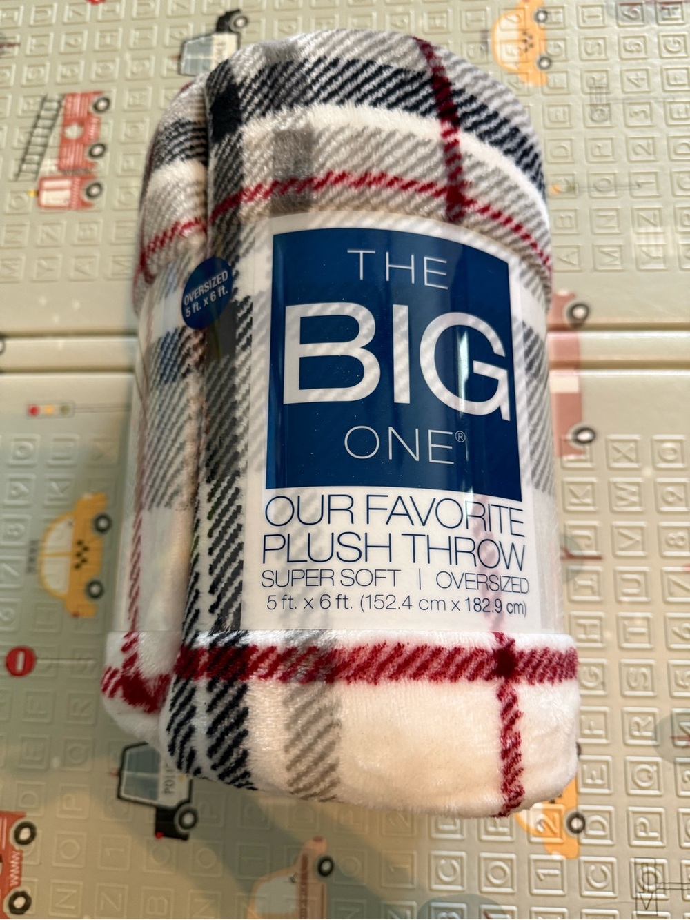 The Big One Black, White and Red Plaid Plush Throw